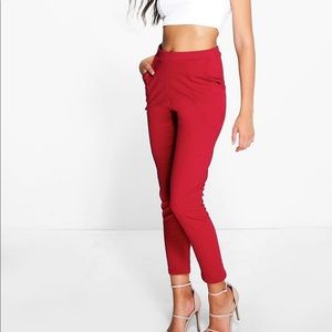Red stretch skinny pants